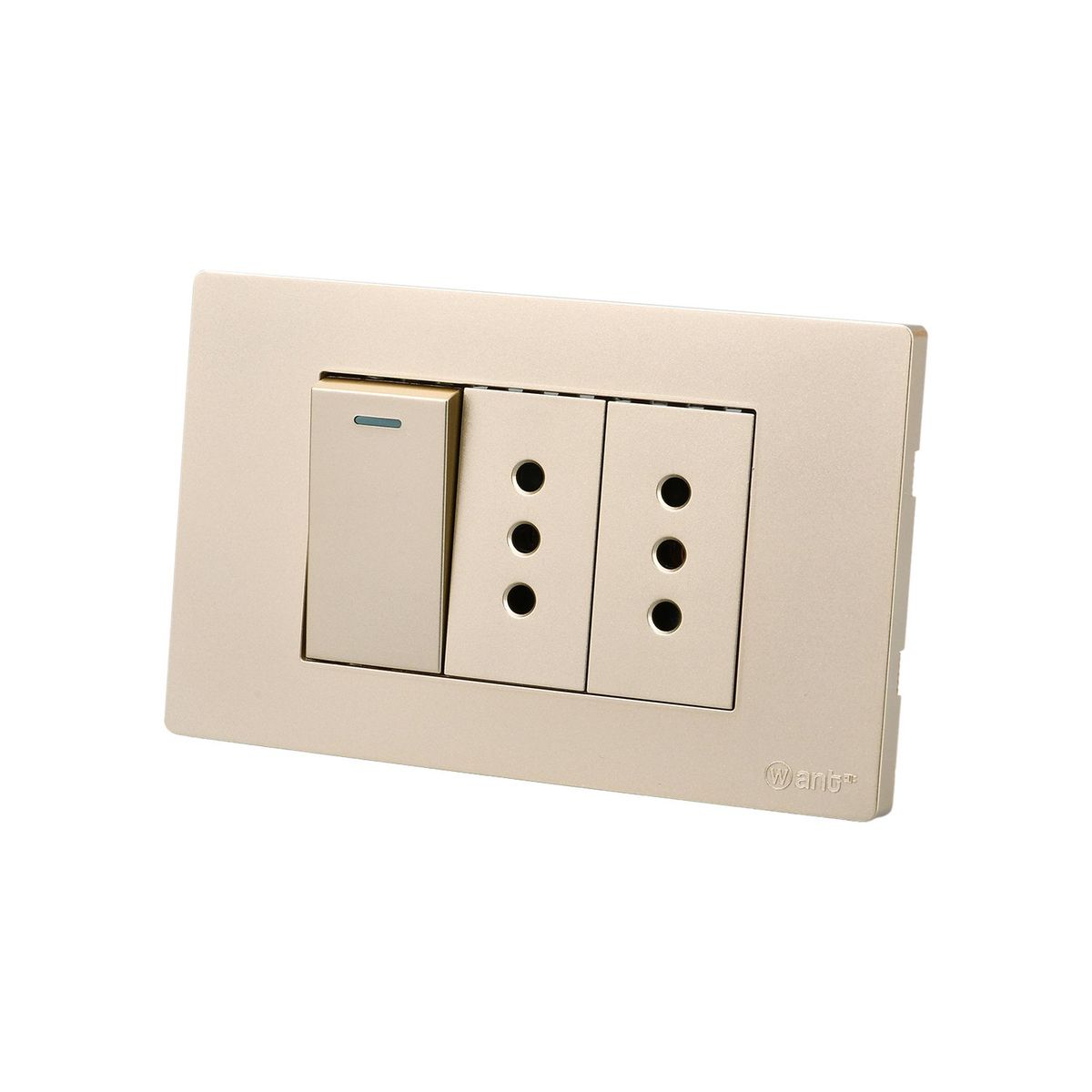 WANT - Pack 5 Interruptor 1 912 16A y Tomacorriente 2 10A - Dorado