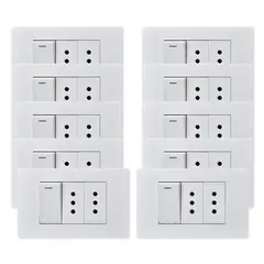 WANT - Pack 10 Interruptor 1 912 16A y Tomacorriente 2 10A - Blanco