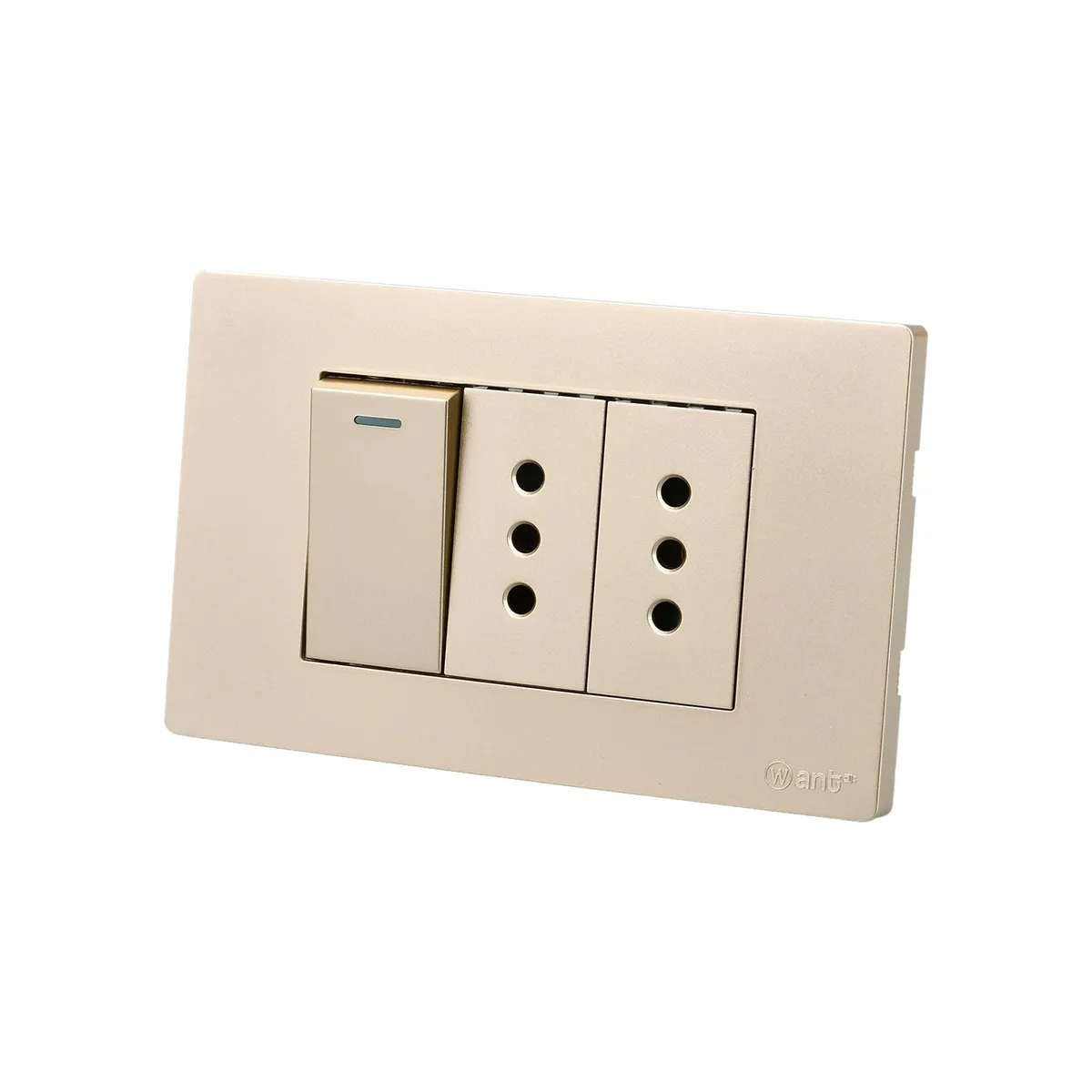 WANT - Pack 10 Interruptor 1 912 16A y Tomacorriente 2 10A - Dorado