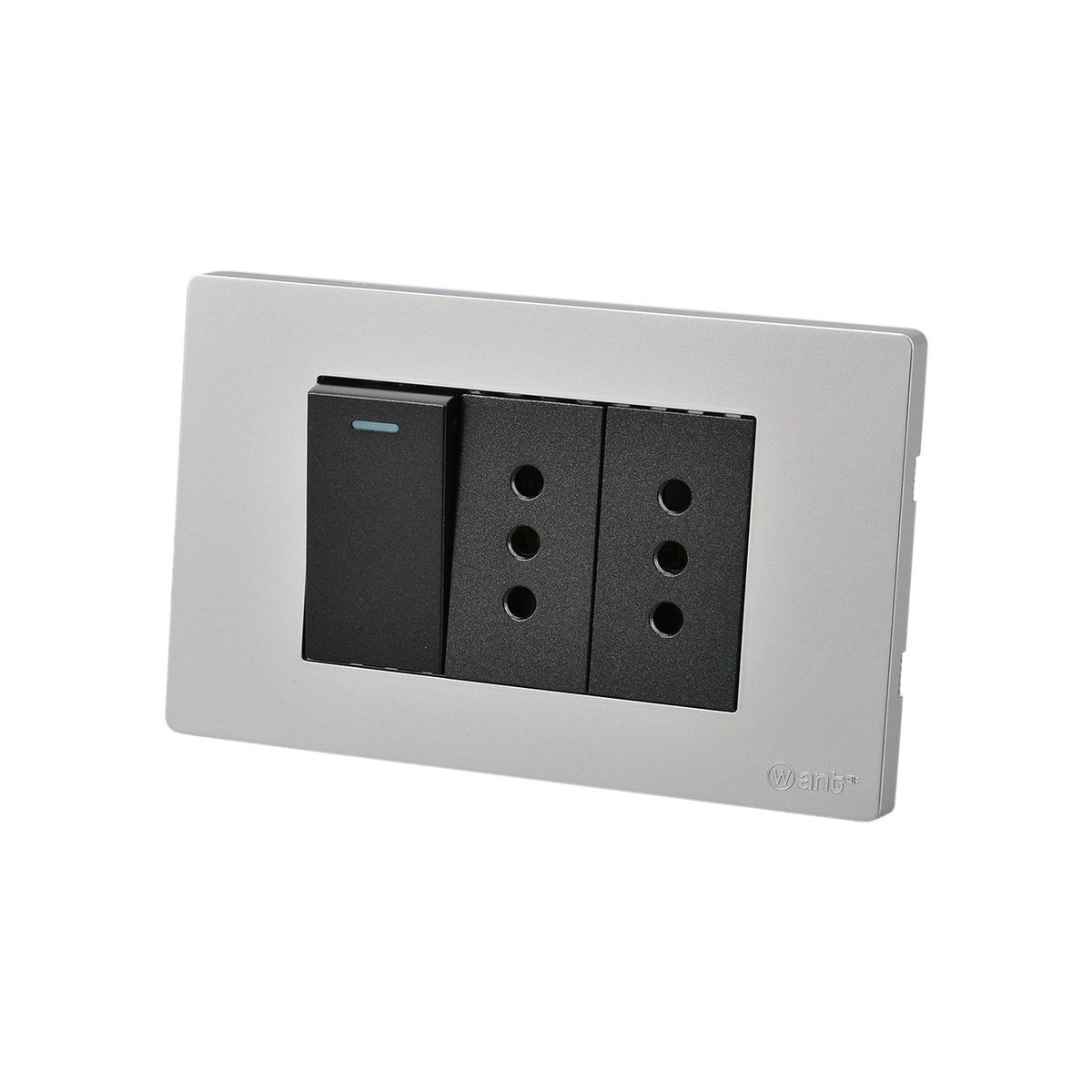 WANT - Pack 10 Interruptor 1 912 16A y Tomacorriente 2 10A - Gris Negro