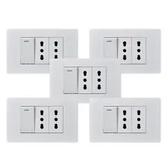 WANT - Pack 5 Interruptor 1 912 16A y Tomacorriente 2 16A - Blanco