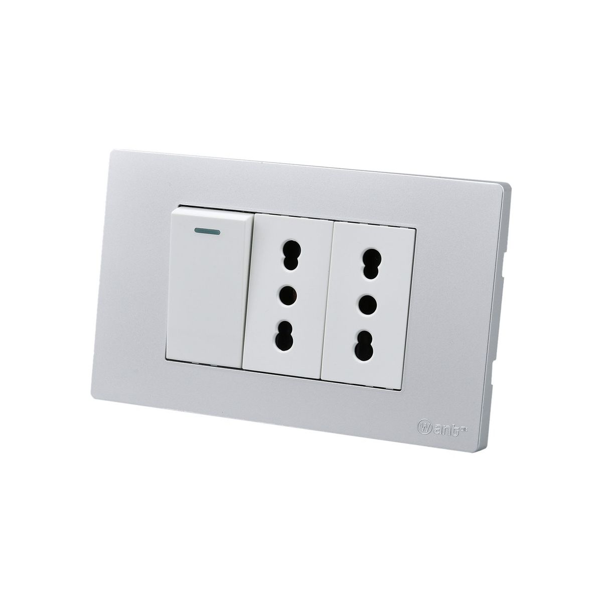 WANT - Pack 5 Interruptor 1 912 16A y Tomacorriente 2 16A - Gris Blanco