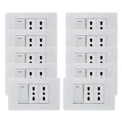 WANT - Pack 10 Interruptor 1 912 16A y Tomacorriente 2 16A - Blanco