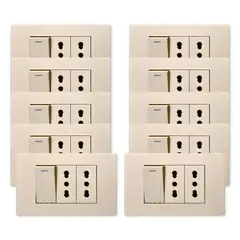 WANT - Pack 10 Interruptor 1 912 16A y Tomacorriente 2 16A - Dorado