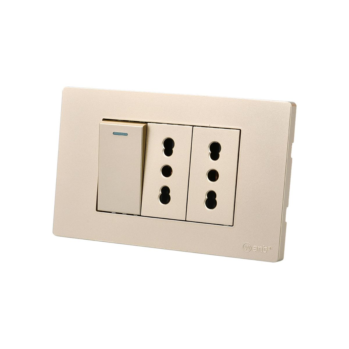 WANT - Pack 10 Interruptor 1 912 16A y Tomacorriente 2 16A - Dorado