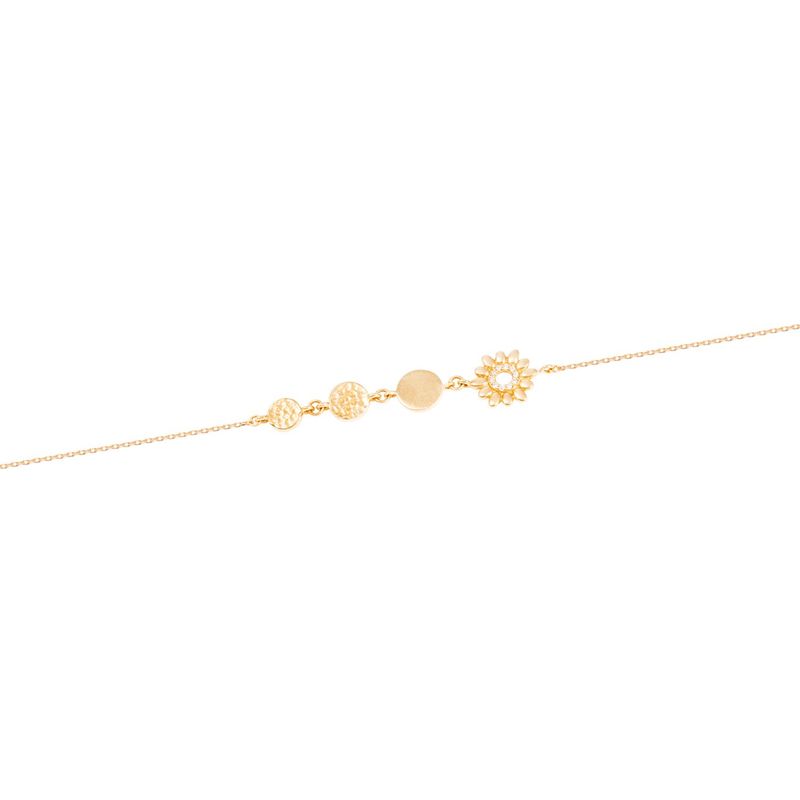 JB JOYAS BARON - Pulsera de Oro Amarillo 18kt Flor con Diamantes 3Pts