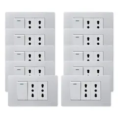 WANT - Pack 10 Interruptor 1 912 16A y Tomacorriente 2 16A - Gris Blanco