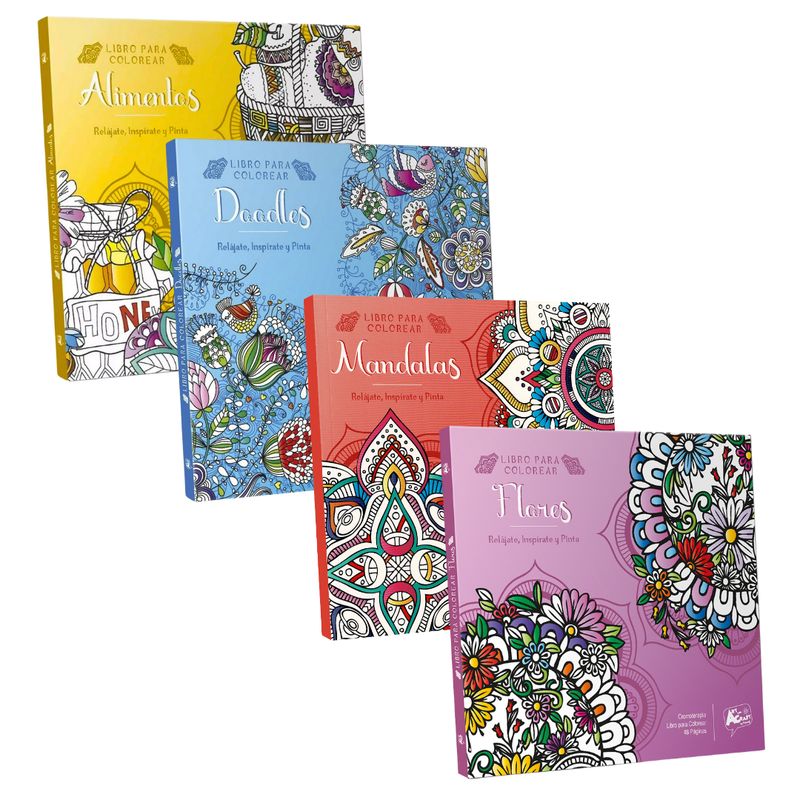 PRONOBEL - Set 4 Libros Mandalas Antiestress Para Colorear