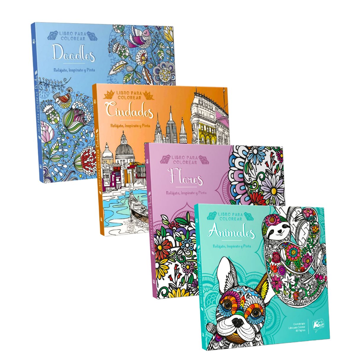PRONOBEL - Set 4 Libros Mandalas Antiestress Para Colorear