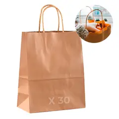 GENERICO - Bolsa Papel Kraft Ecológica Marrón 28X15X28 CM Pack X30