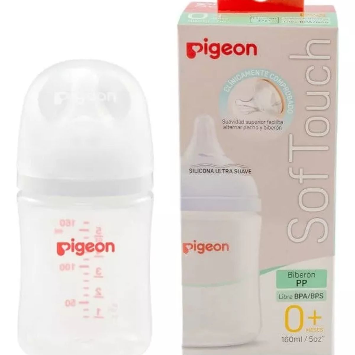 PIGEON - Mamadera Bebe Pigeon Softouch Boca Ancha 160ml PP - 0+ Meses