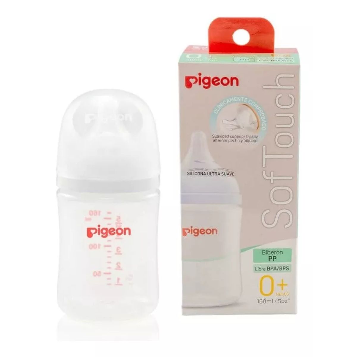 PIGEON - Mamadera Bebe Pigeon Softouch Boca Ancha 160ml PP - 0+ Meses