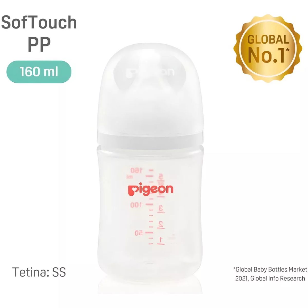 PIGEON - Mamadera Bebe Pigeon Softouch Boca Ancha 160ml PP - 0+ Meses
