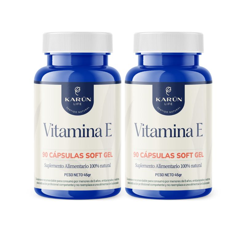 KARUNLIFE - Vitamina E 400ui Pack Premium 2 Frascos 180 Cápsulas Blandas Karun Life.-