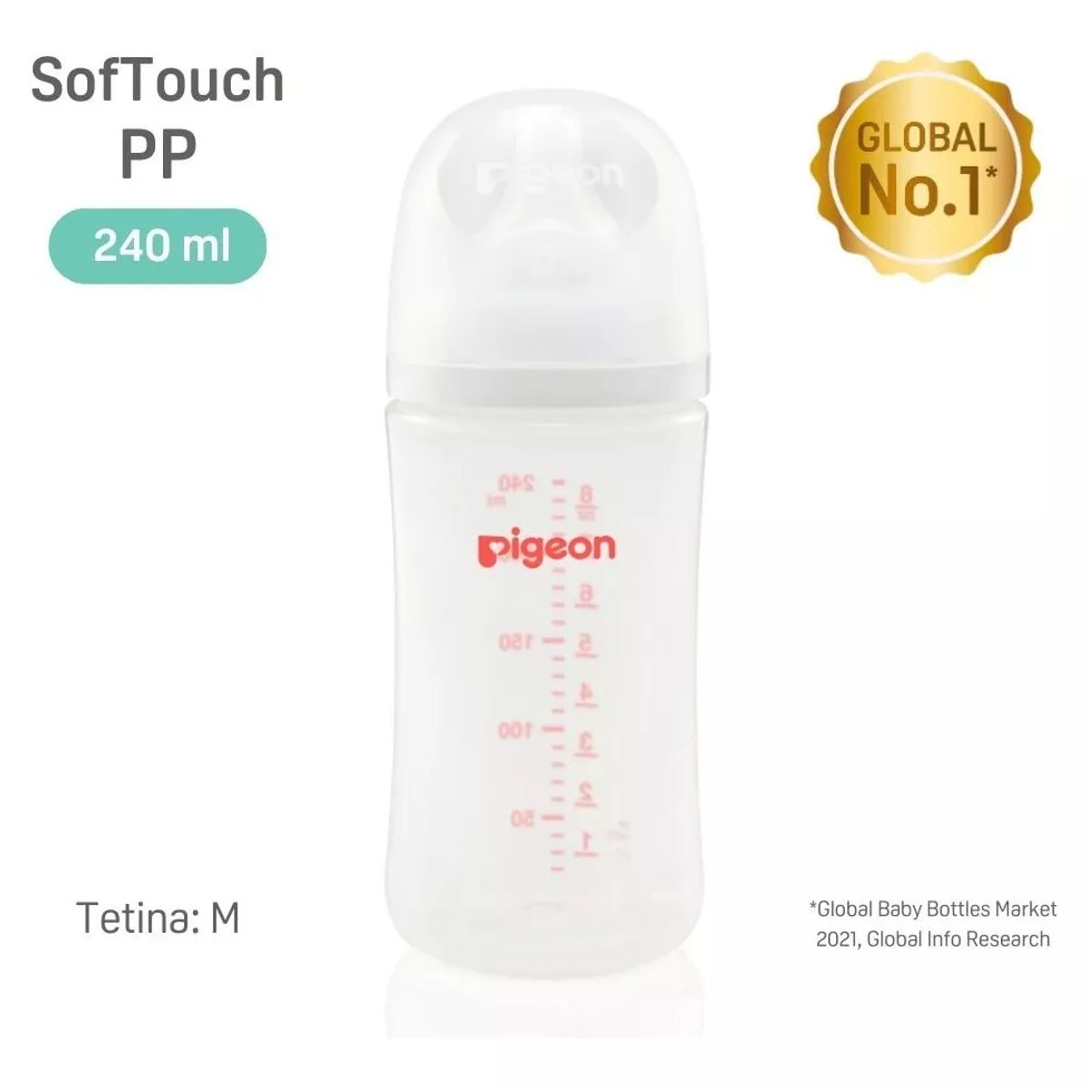 PIGEON - Mamadera Bebe Pigeon Softouch Boca Ancha 240ml PP - 3+ Meses