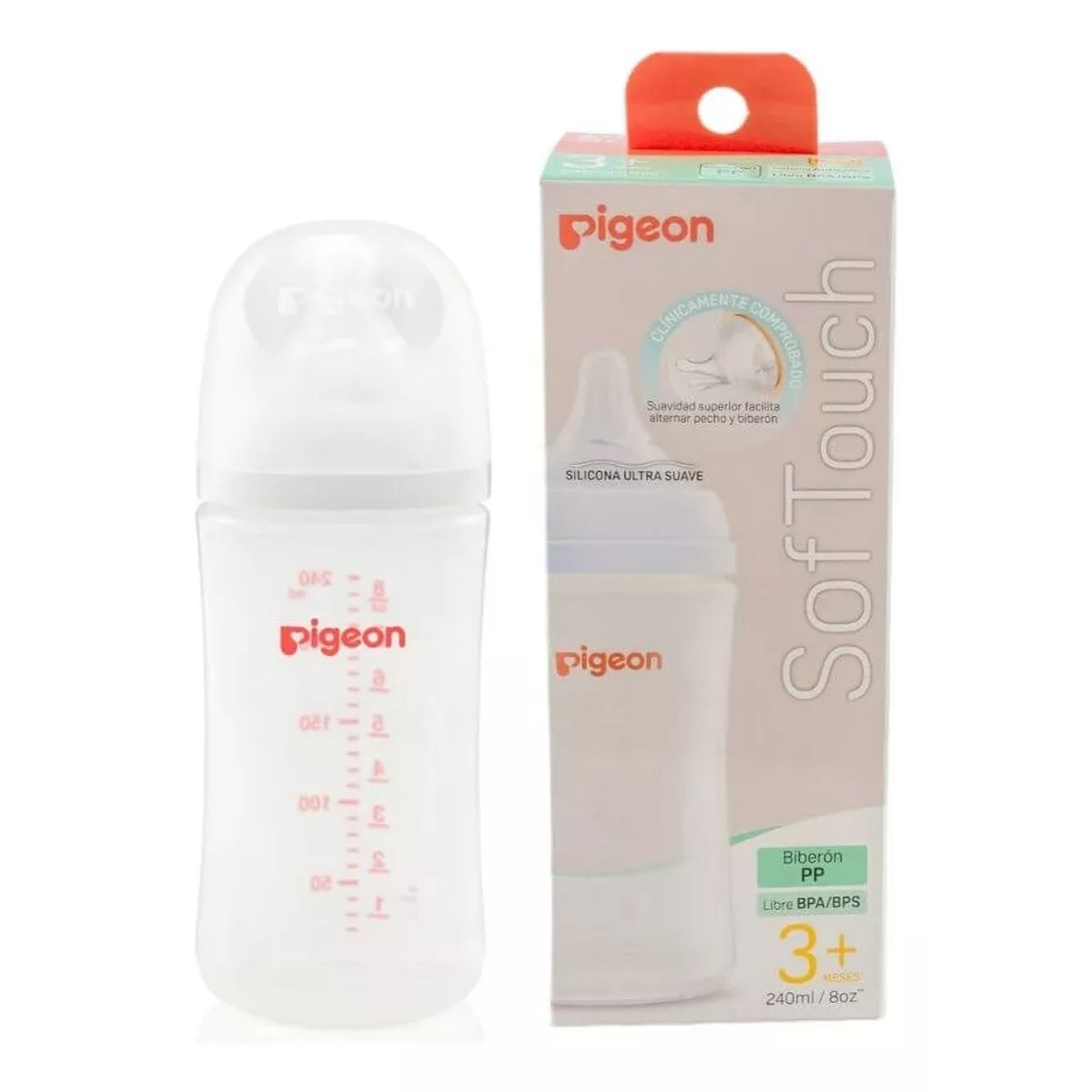 PIGEON - Mamadera Bebe Pigeon Softouch Boca Ancha 240ml PP - 3+ Meses