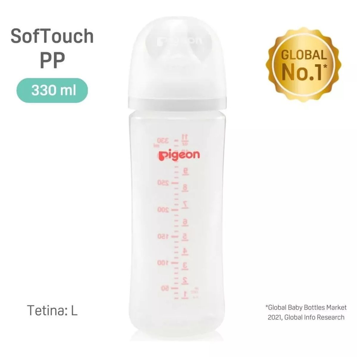 PIGEON - Mamadera Bebe Pigeon Softouch Boca Ancha 330ml PP - 6+ Meses