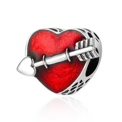 TODOJOYAS - Charm Dije Plata 925 Corazon Rojo Flecha