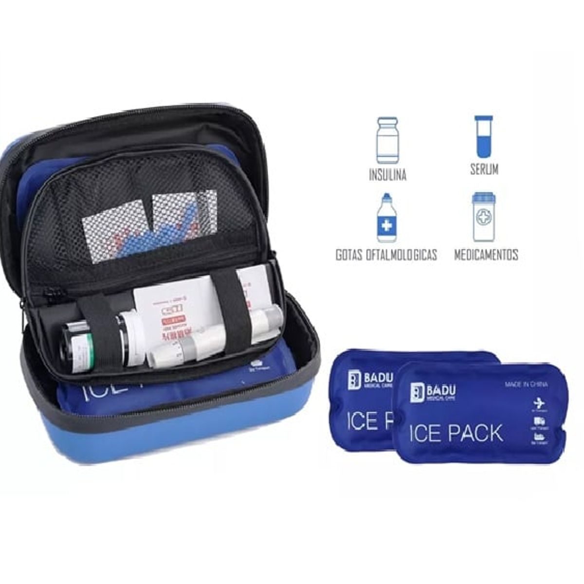 GENERICO - Estuche De Viaje Cooler Bolso Porta Insulina Diabéticos Azul