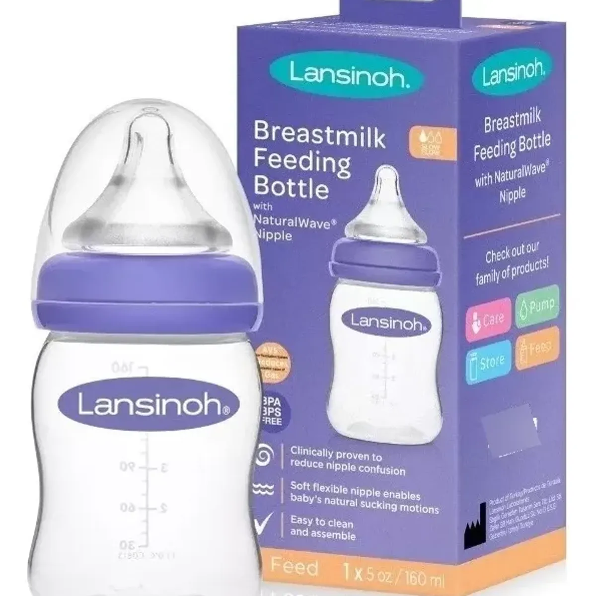 LANSINOH - Mamadera Boca Ancha Natural Wave Lansinoh 160ml