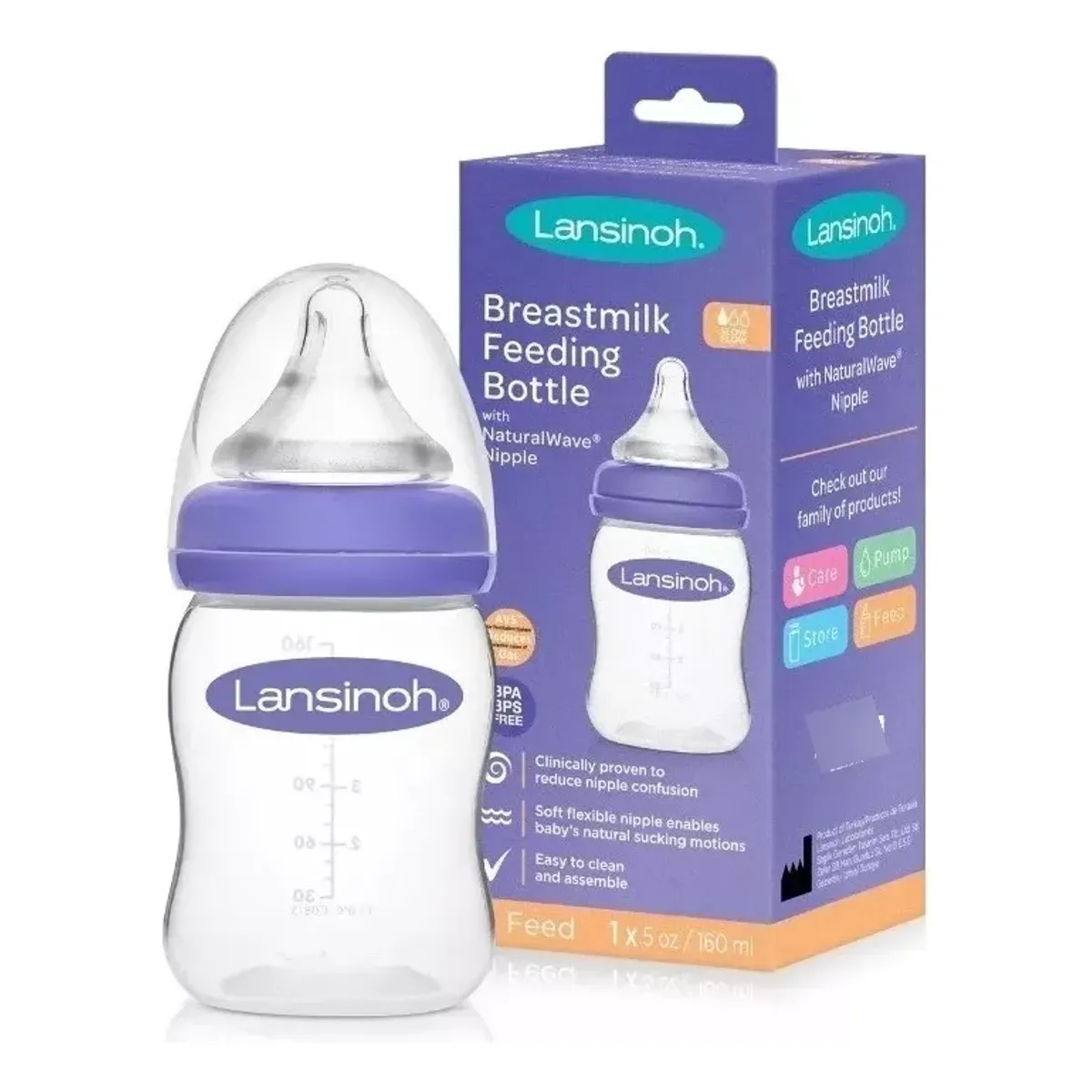 LANSINOH - Mamadera Boca Ancha Natural Wave Lansinoh 160ml