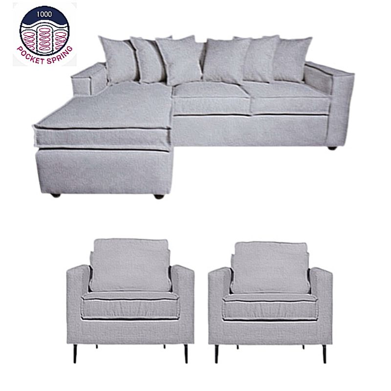 SITIAL HOME - LIVING 311, MANHATTAN GRIS CLARO,SECCIONAL MAS 2 POLTRONAS