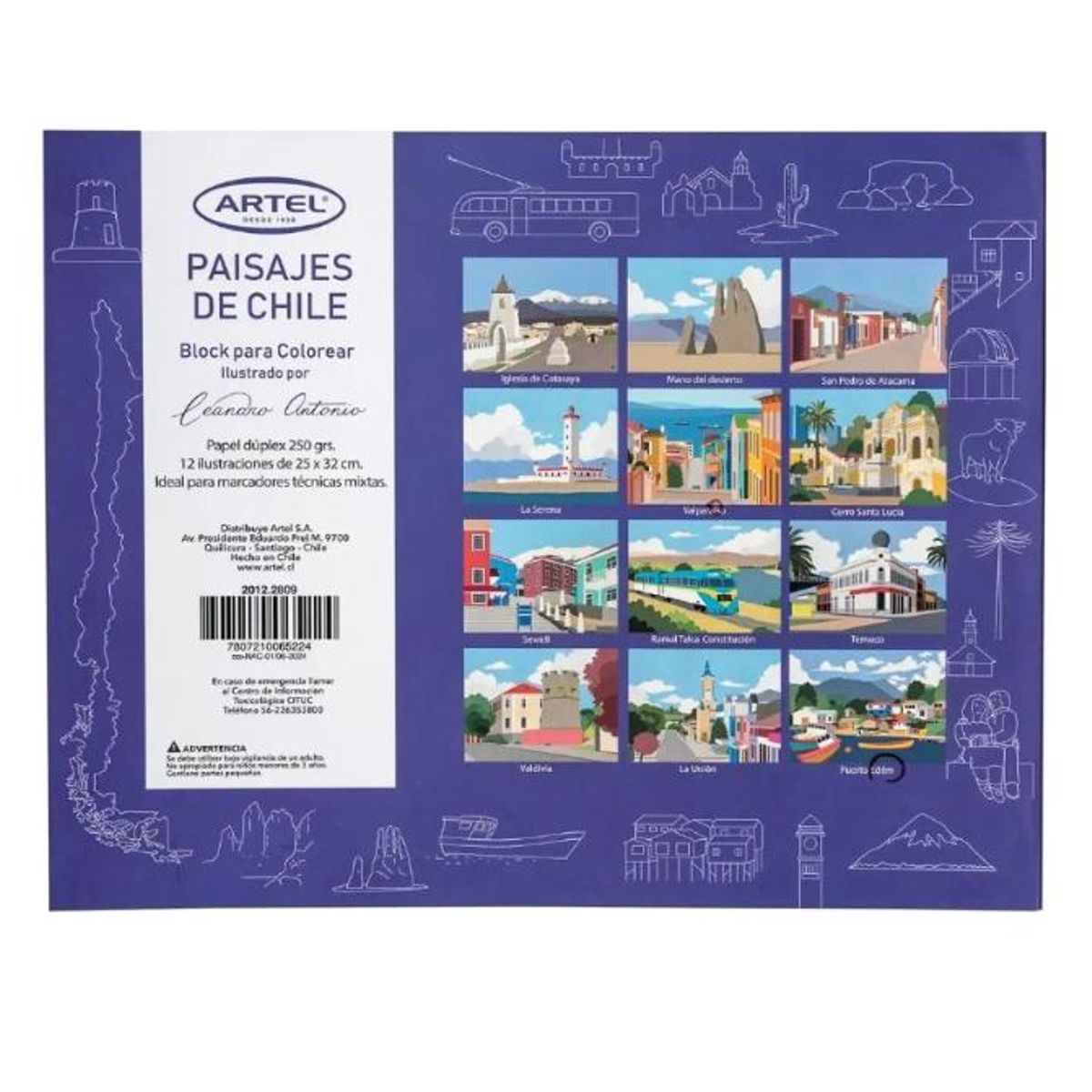 ARTEL - Block para colorear Paisajes de Chile