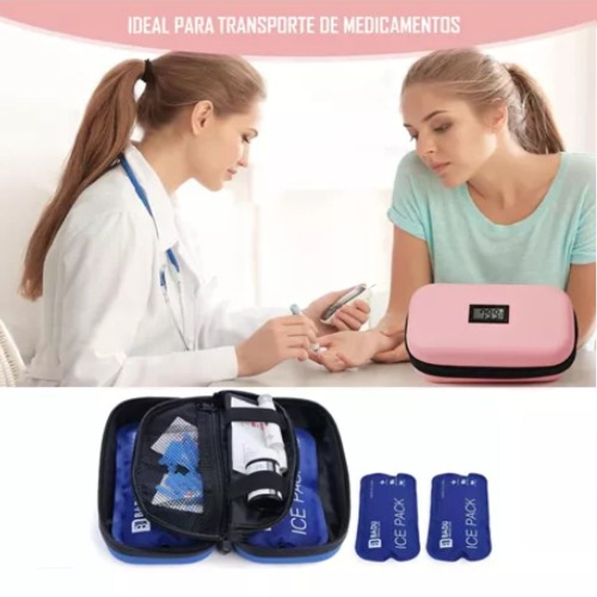 GENERICO - Bolso Estuche De Viaje Cooler Porta Insulina Diabéticos Oneder Rosado