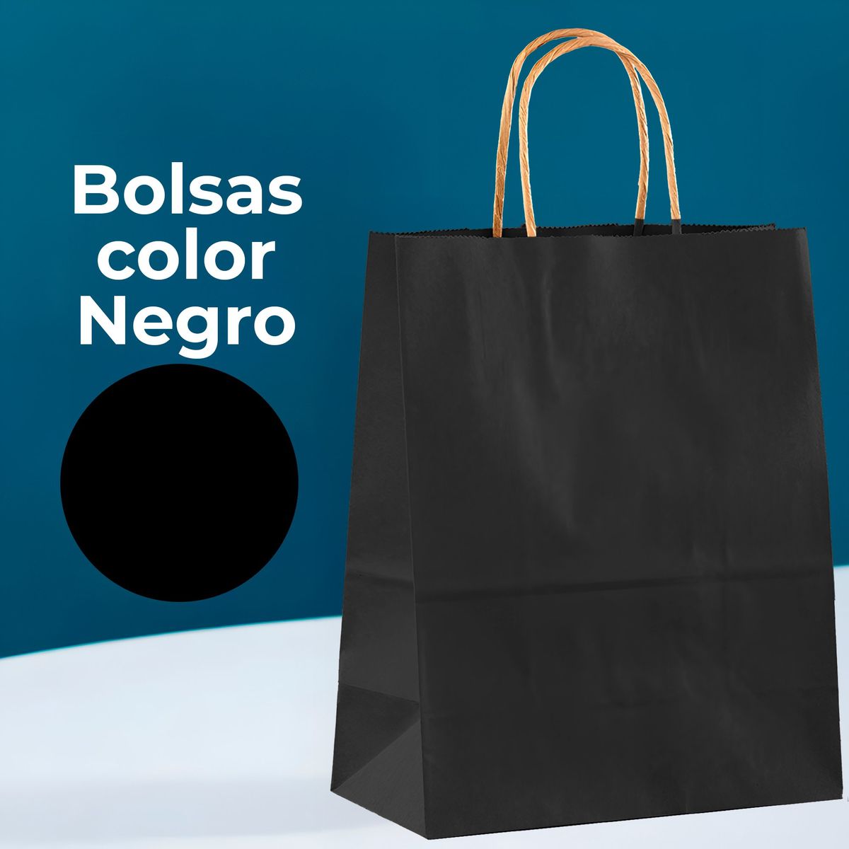GENERICO - Bolsa Papel Kraft Ecológica Negro 15X8X21 CM Pack X100