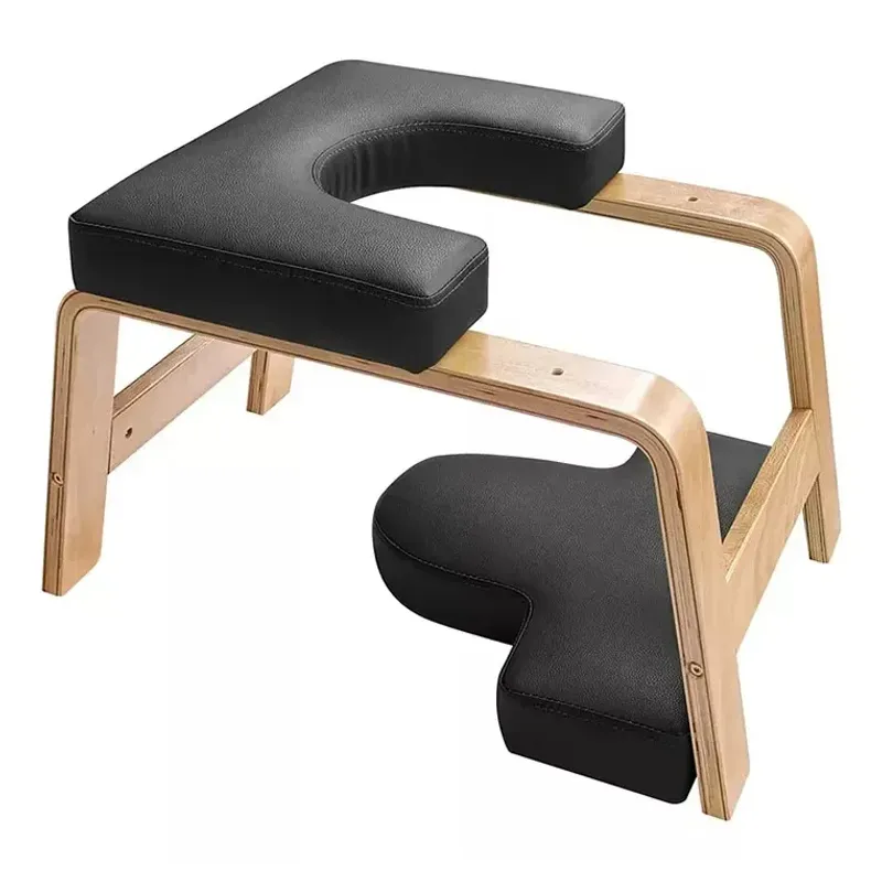 GENERICO - Soporte Cabeza Yoga Silla De Inversión Madera Maciza Negro