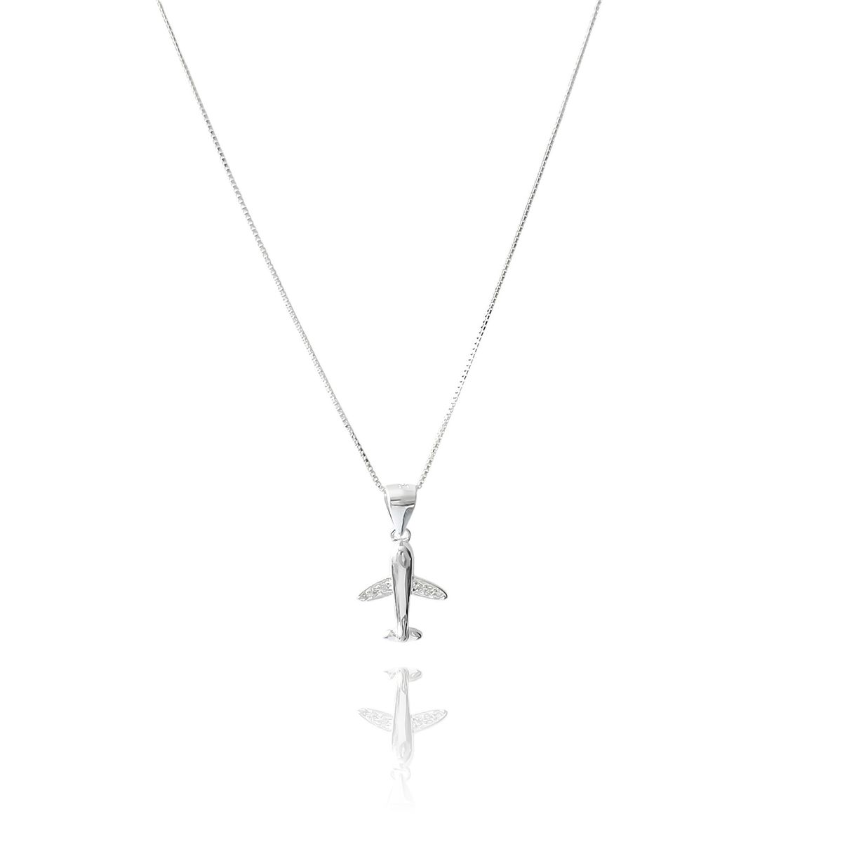 COGGIOLA - Collar Avión Circón Alas Plata Fina 925