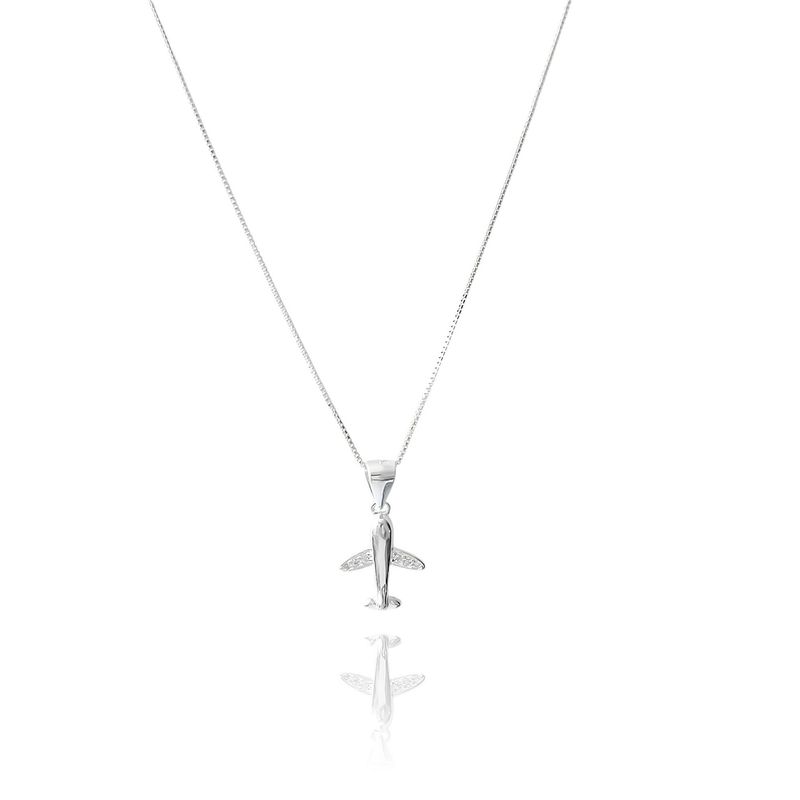 ANDREA COGGIOLA JOYAS - Collar Avión Circón Alas Plata Fina 925