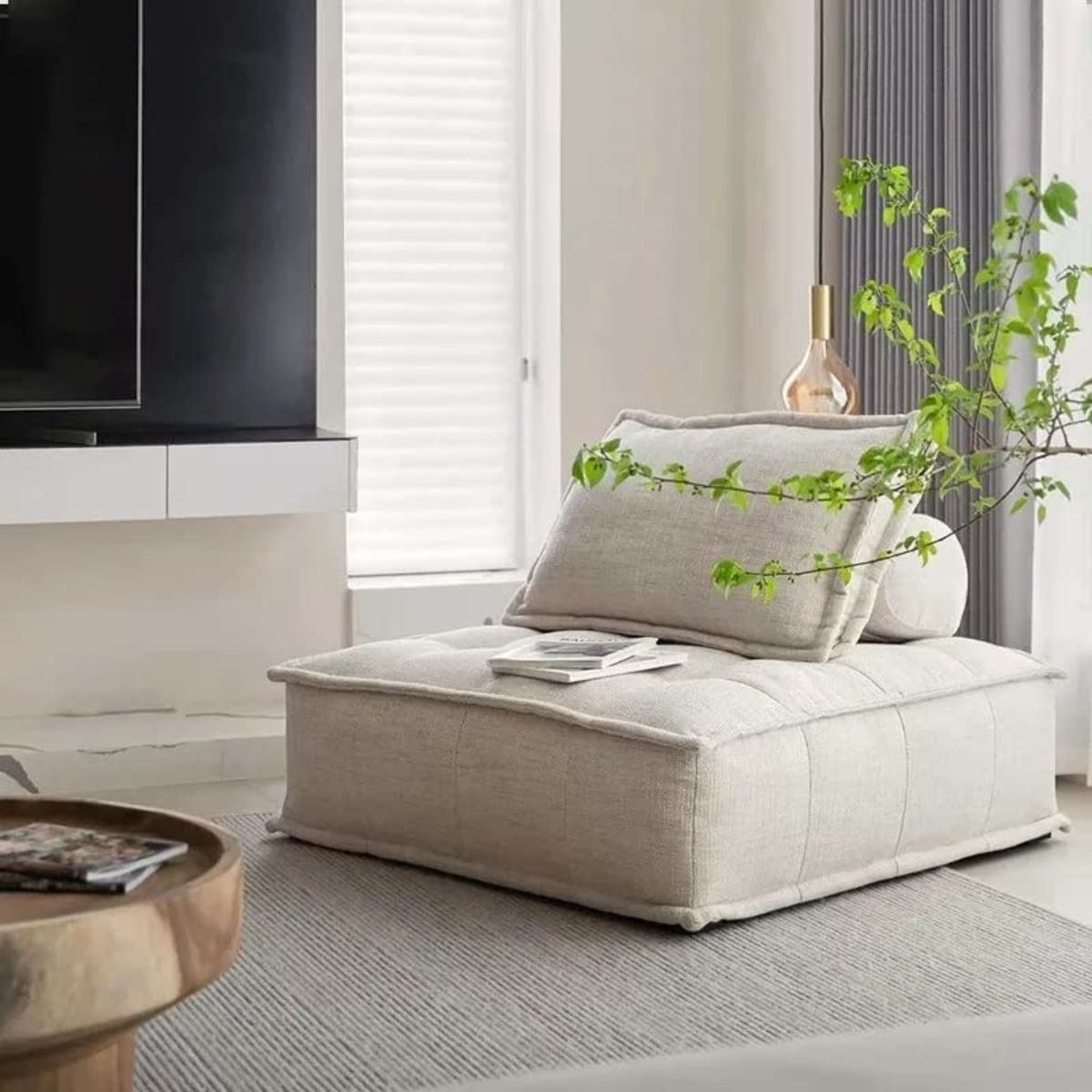 SANTU HOME & DECO - Puff Lounge Otomana Rectangular Tela