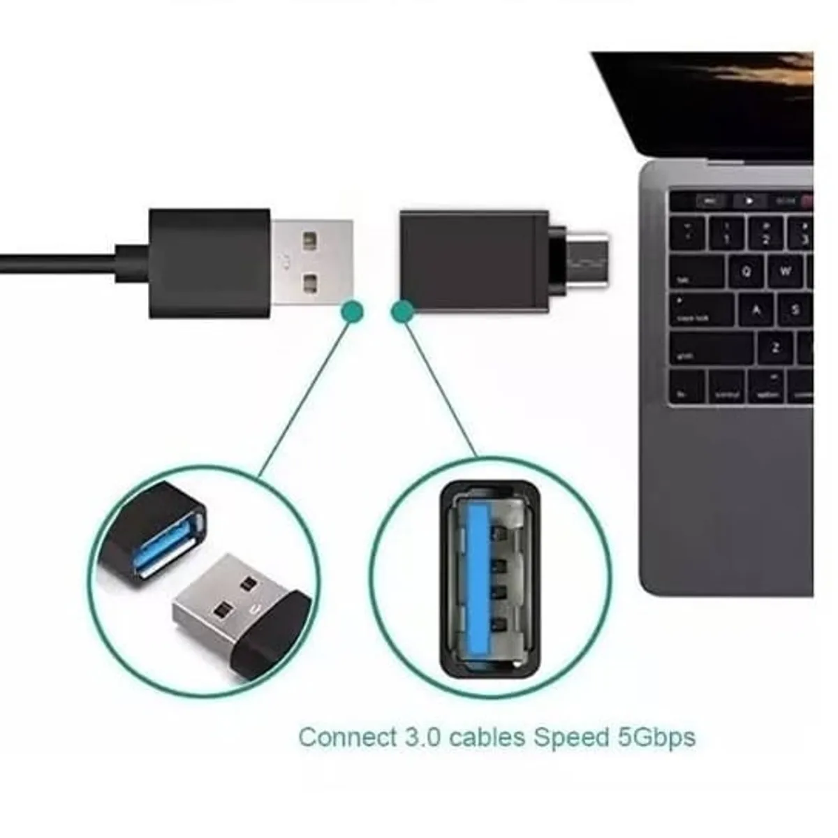 Adaptador USB tipo c macho a usb tipo hembra 3.0, marca GENERICO - Foto Principal