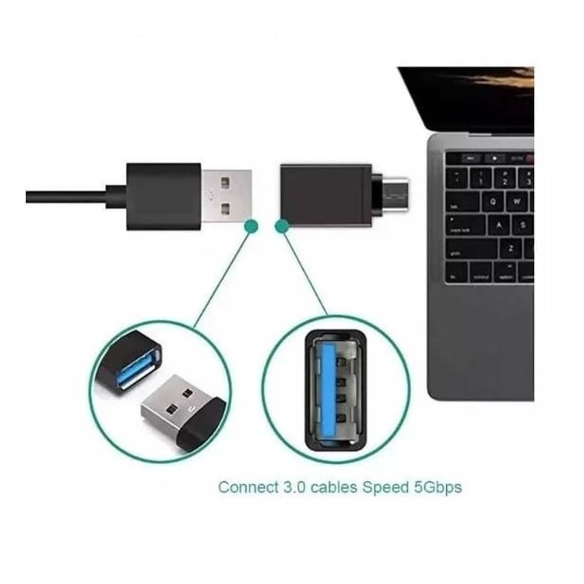 Adaptador USB tipo c macho a usb tipo hembra 3.0, marca GENERICO - Foto Principal