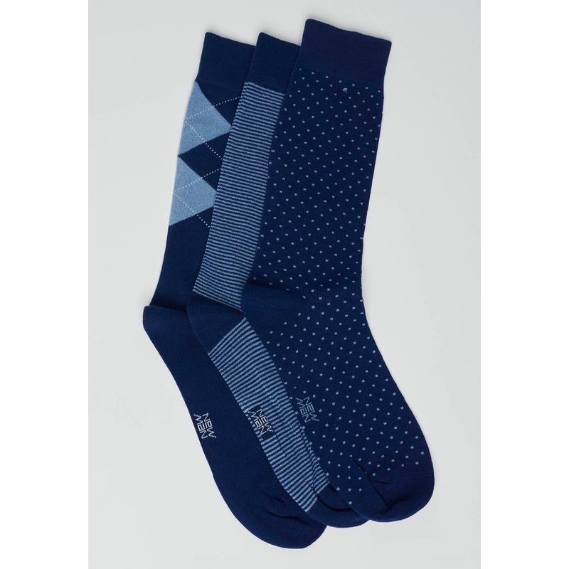 NEW MAN - Tripack Calcetín Segovia Business Azul Newman