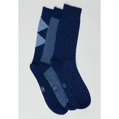 NEW MAN - Tripack Calcetín Segovia Business Azul Newman