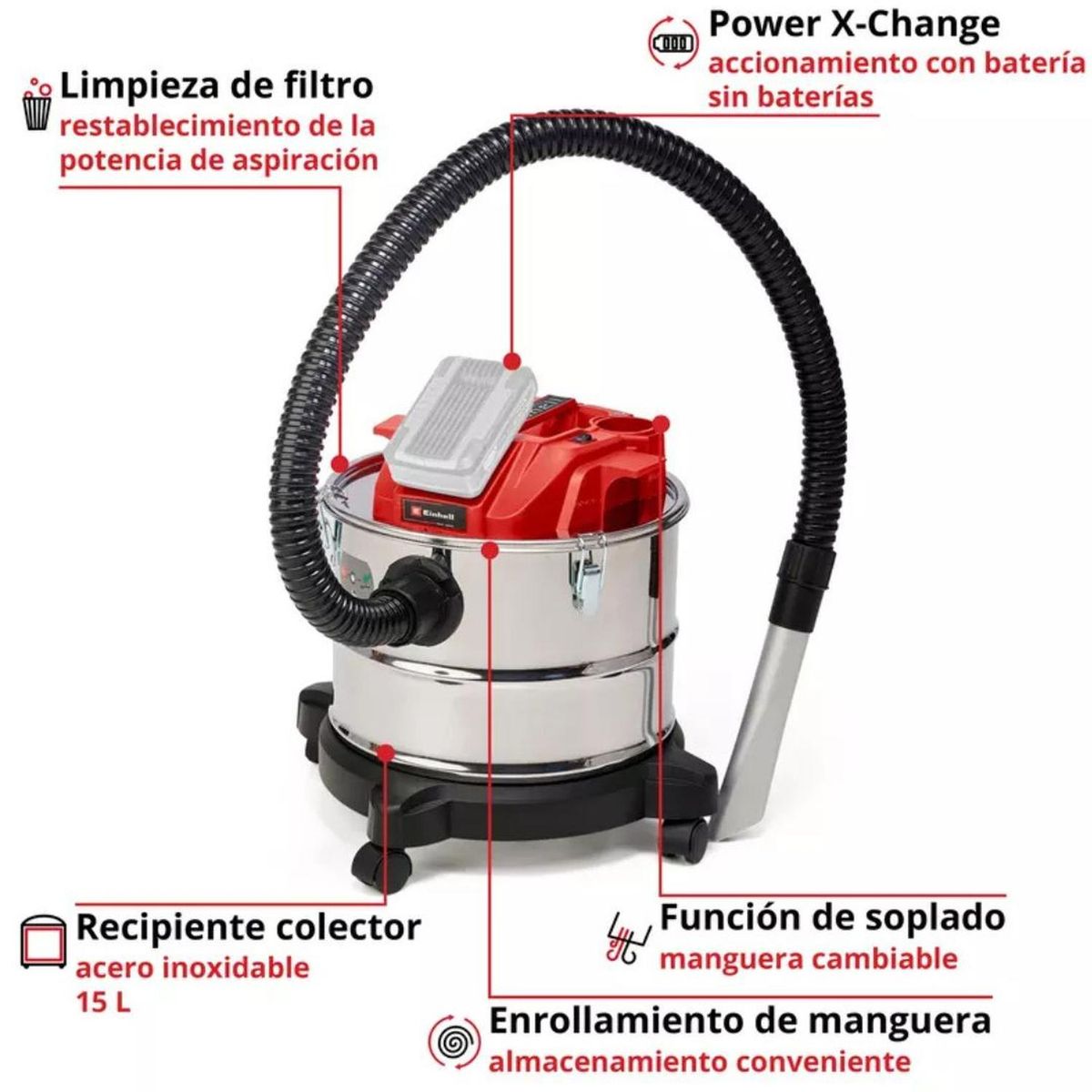 EINHELL - Aspiradora De Cenizas Inal. Einhell Te-av 18/15 Sin Baterías