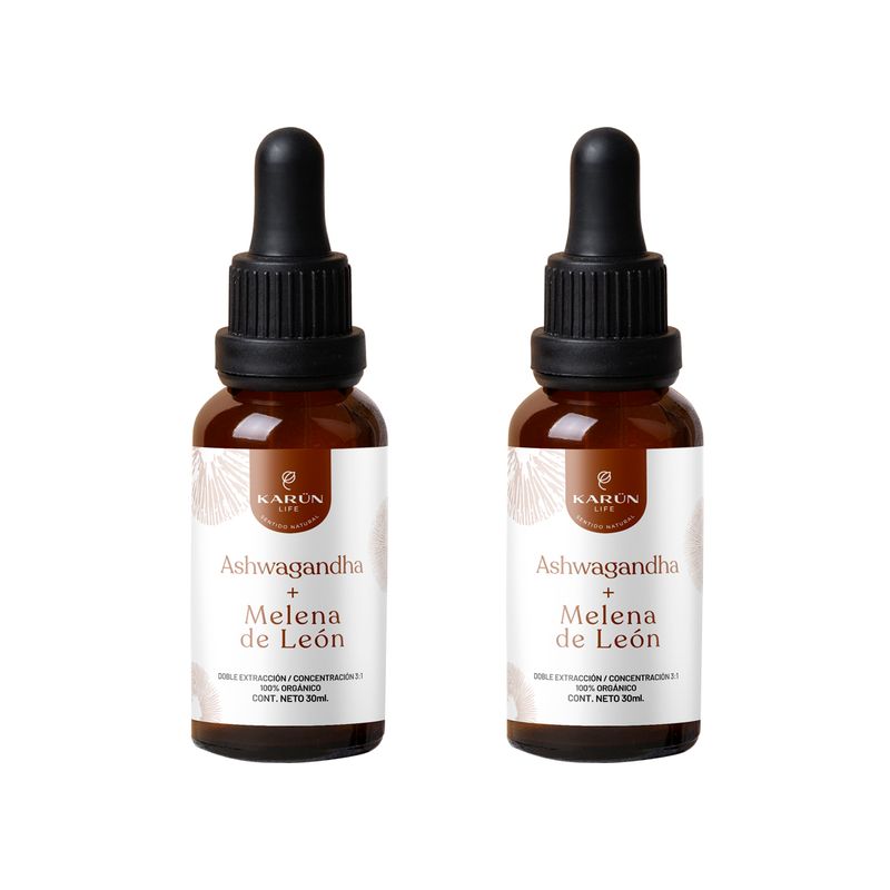 KARUNLIFE - Pack Extracto Ashwagandha + Melena Leon 2 Frascos Karun Life