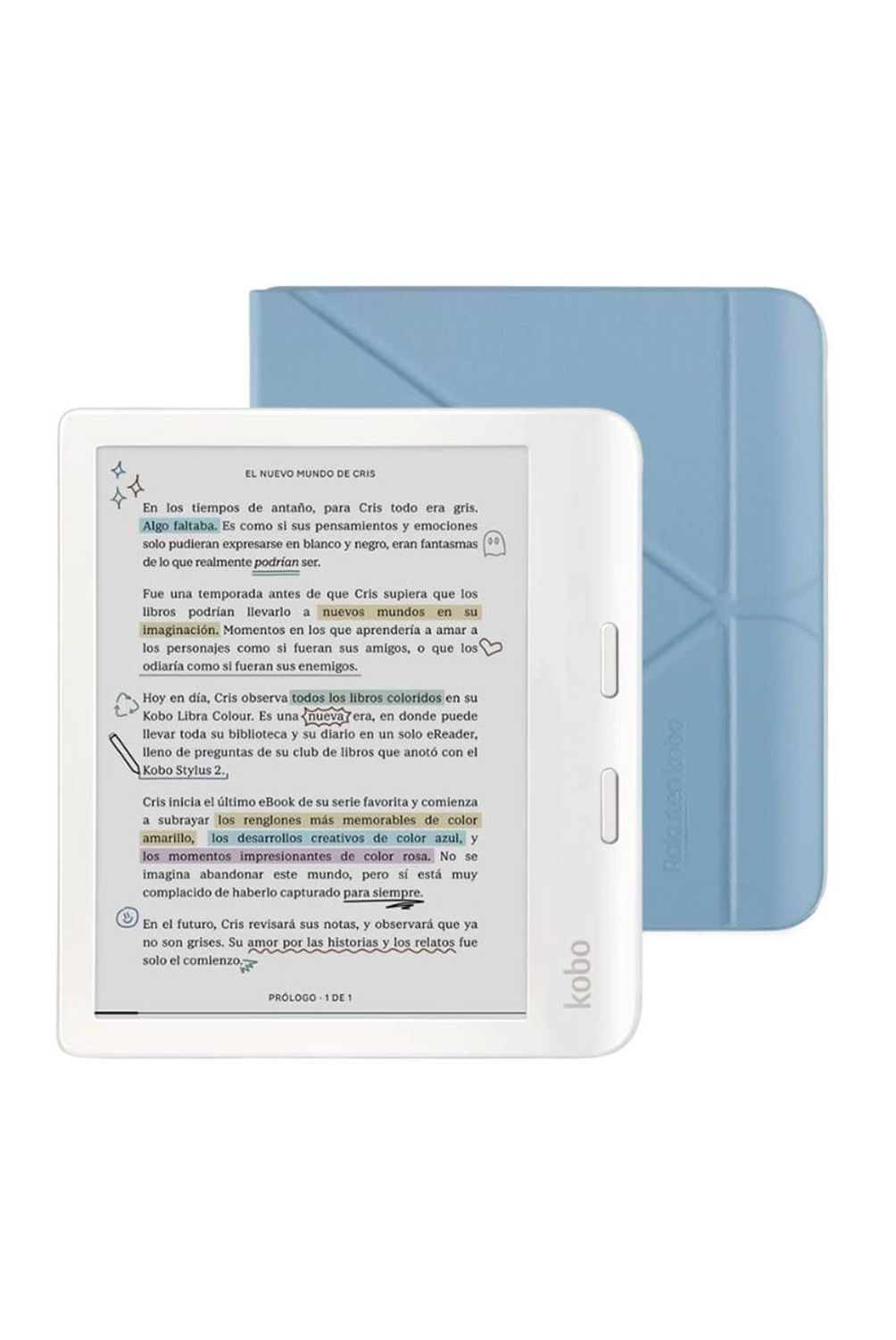 KOBO Lector e reader Kobo Libra Colour Blanco con Funda SleepCover