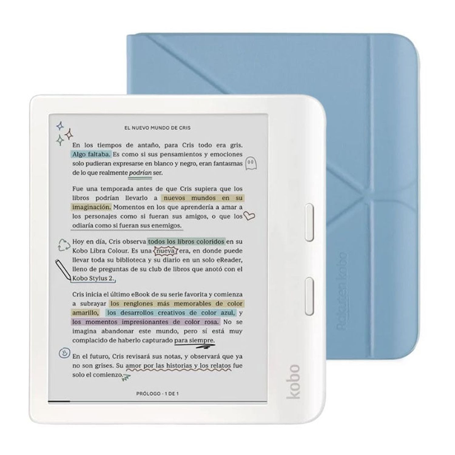 KOBO Lector e reader Kobo Libra Colour Blanco con Funda SleepCover
