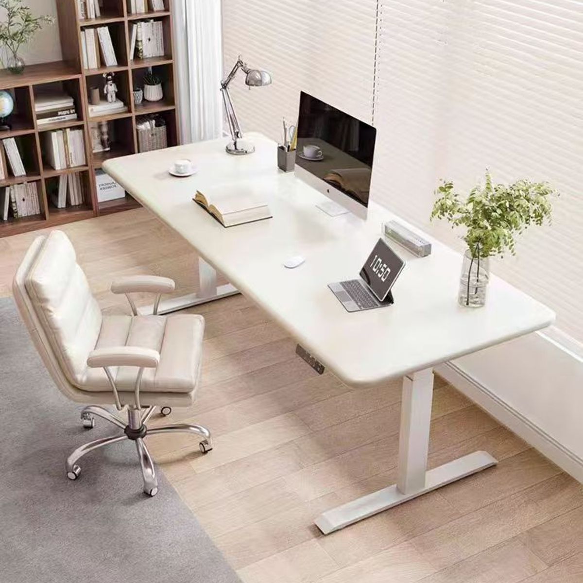 GENERICO - Mesa escritorio de oficina BLANCO ergonómico altura ajustable120x60 cm