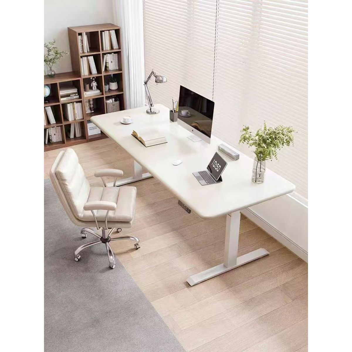 GENERICO - Mesa escritorio de oficina BLANCO ergonómico altura ajustable120x60 cm