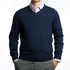 VANDINE - Sweater Azul Marino Escote en V - Azul