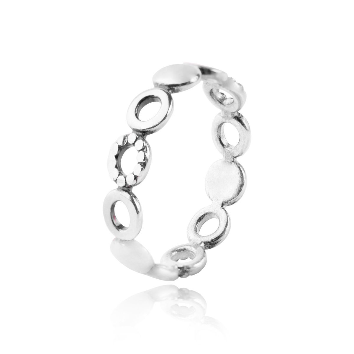 JB JOYAS BARON - Anillo de Plata Esterlina 925 Circulos Tipo 45