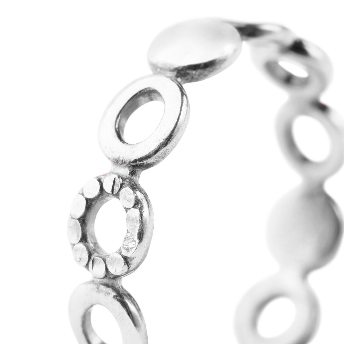 JB JOYAS BARON - Anillo de Plata Esterlina 925 Circulos Tipo 45