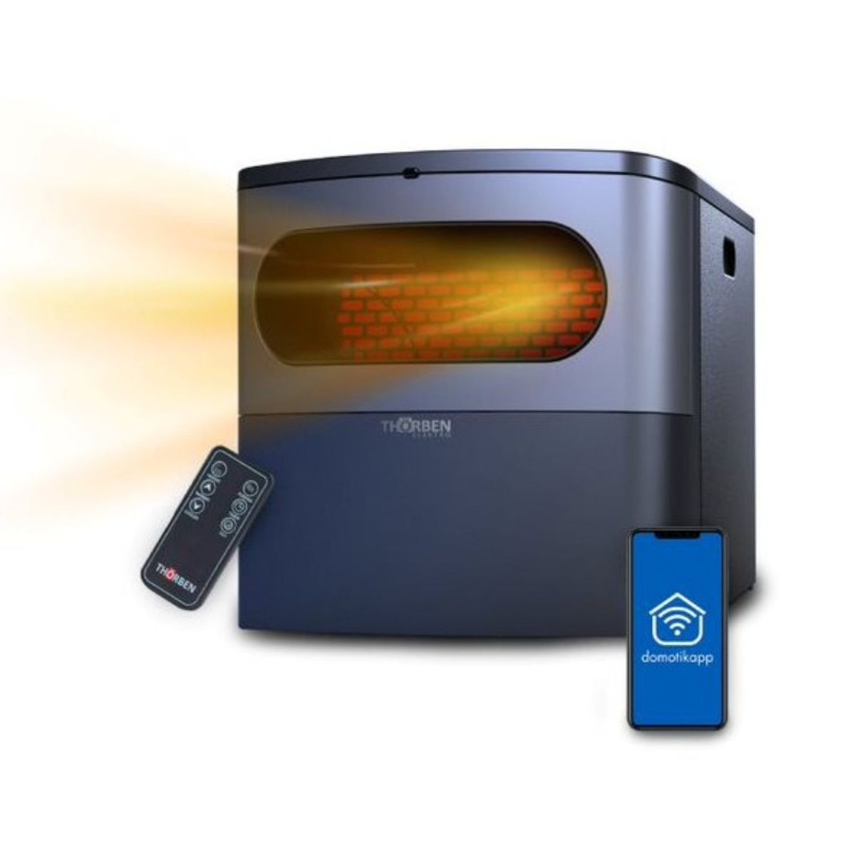 THORBEN - Estufa Infrarroja Calefactor Bajo Consumo Thorben Compact Wifi 3 en 1
