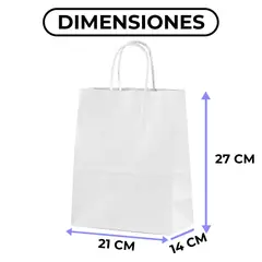 GENERICO - Bolsa Papel Kraft Ecológica Blanco 21X14X27 CM Pack X30