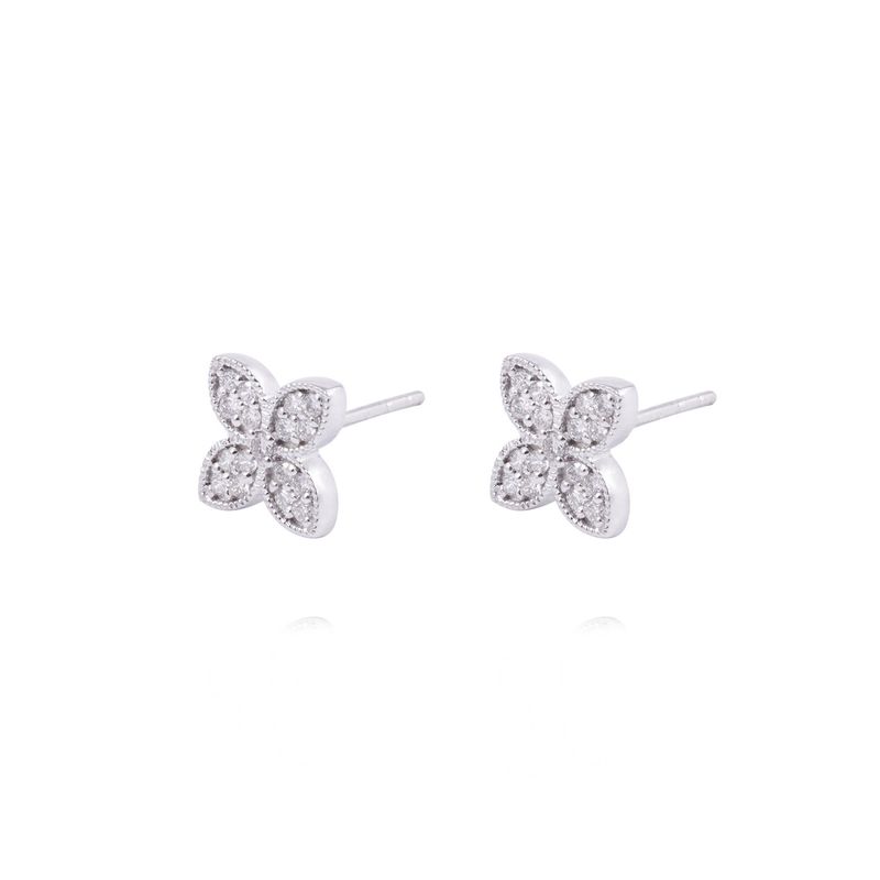 JB JOYAS BARON - Aros de Oro 18 kt Trébol 32 puntos de diamante