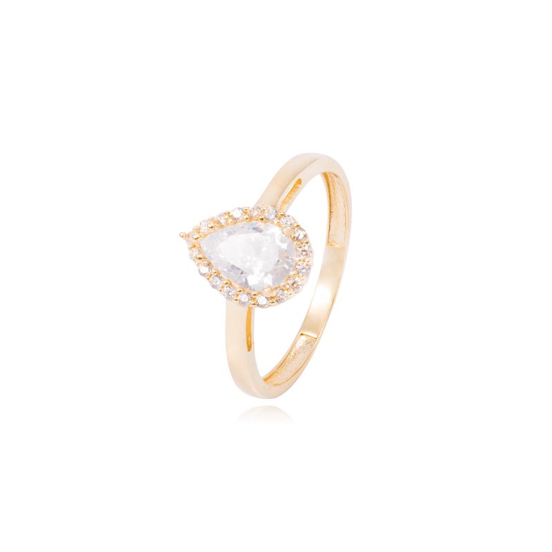 JB JOYAS BARON - Anillo Compromiso de Oro de 18kt Solitario Gota